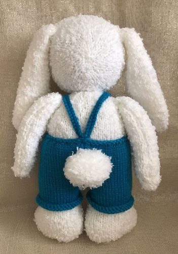 Brenda, knitted rabbit, back.